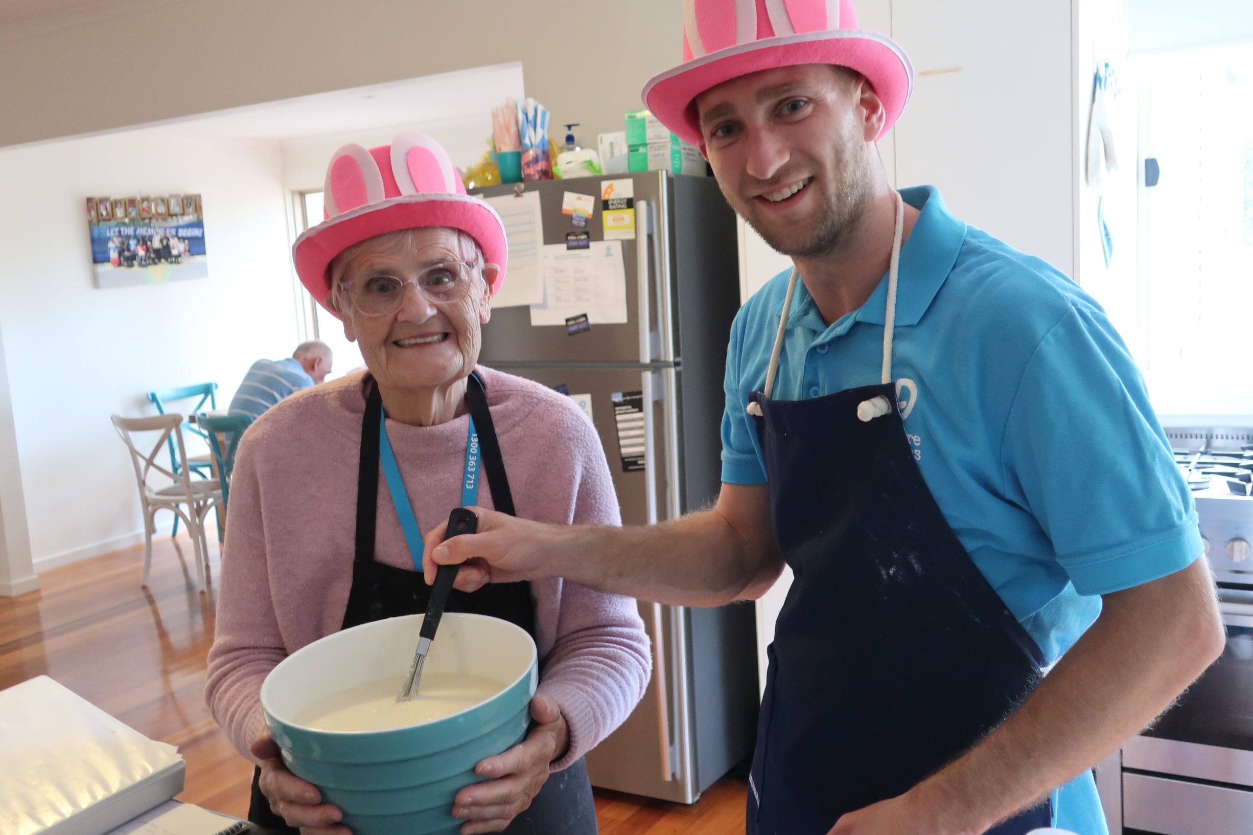 Baking in the kitchen at Anglesea while at respite care